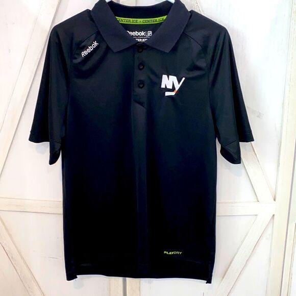 Reebok NHL Center Ice Collection New York Islanders Polo Shirt Black Size Small - Picture 1 of 9